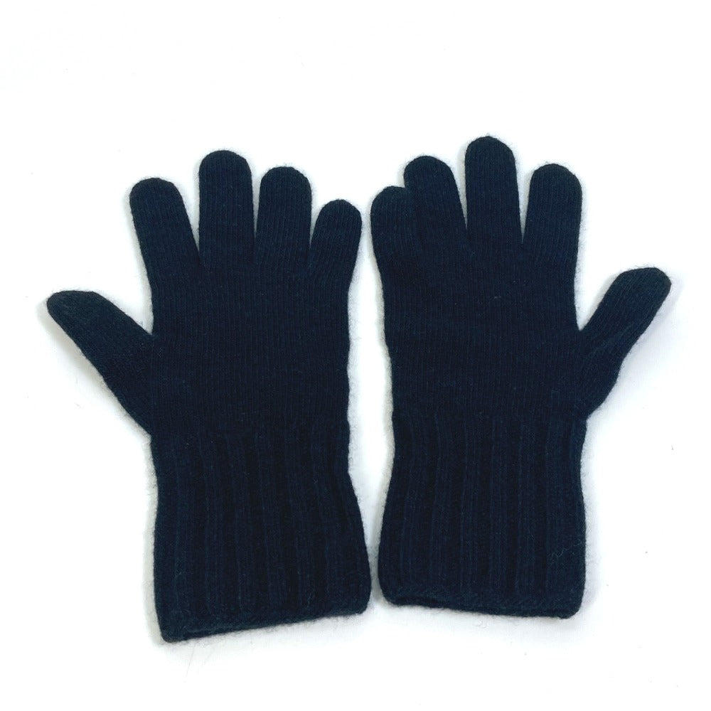 FENDI gloves FXY554 Wool, Cashmere black Glove logo patch zucca Women Used Authentic