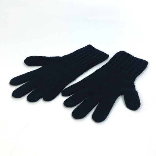 FENDI gloves FXY554 Wool, Cashmere black Glove logo patch zucca Women Used Authentic