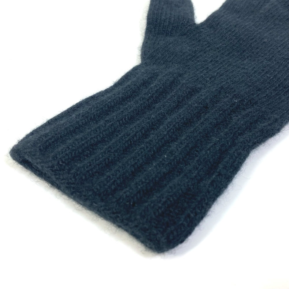 FENDI gloves FXY554 Wool, Cashmere black Glove logo patch zucca Women Used Authentic
