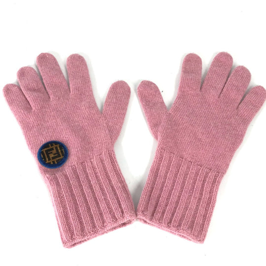 FENDI gloves FXY554 Wool / cashmere pink Zucca patch Women Used Authentic
