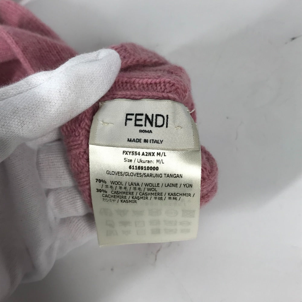 FENDI gloves FXY554 Wool / cashmere pink Zucca patch Women Used Authentic
