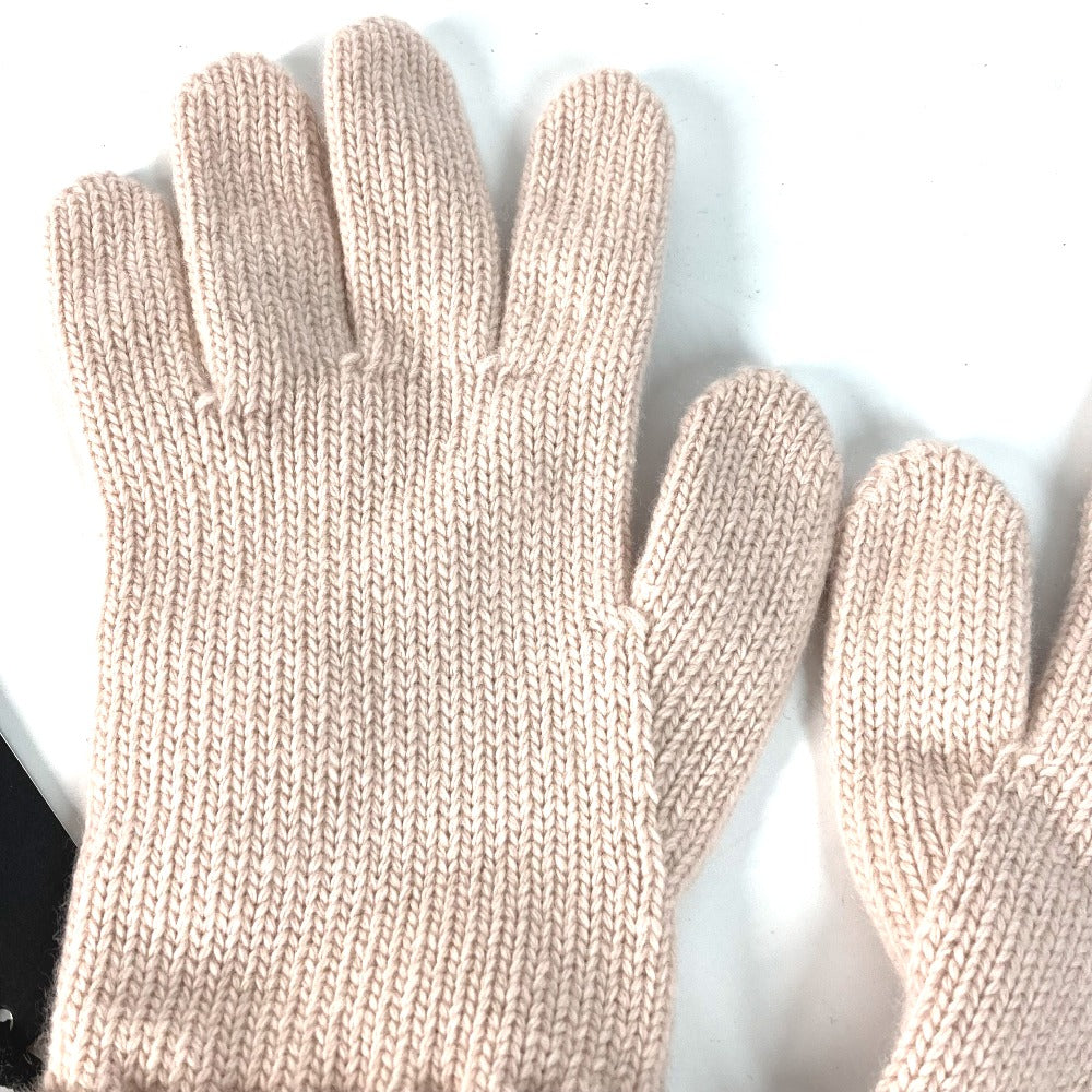 FENDI gloves FXY574 wool Light pink logo Women Used Authentic