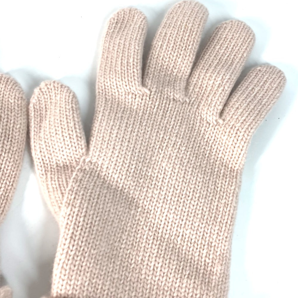 FENDI gloves FXY574 wool Light pink logo Women Used Authentic