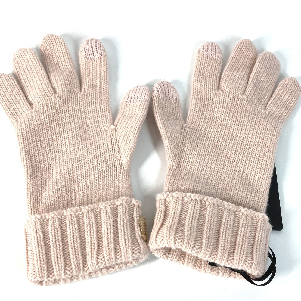 FENDI gloves FXY574 wool Light pink logo Women Used Authentic