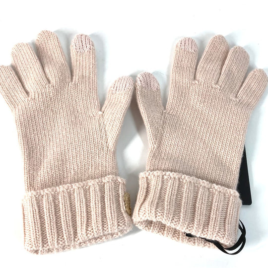 FENDI gloves FXY574 wool Light pink logo Women Used Authentic