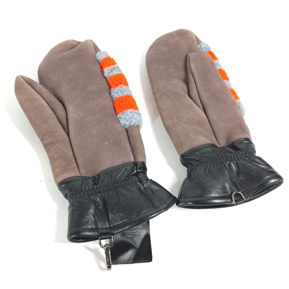 FENDI gloves FXY018 Angola gray Mouton Women M Used Authentic