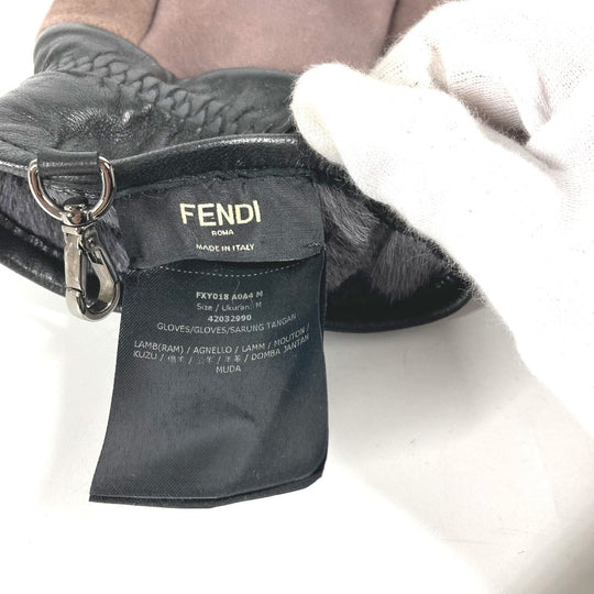 FENDI gloves FXY018 Angola gray Mouton Women M Used Authentic