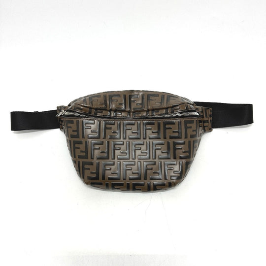 FENDI Sling bag 7VA434 leather Brown Bag Cross Sling Bag Shoulder Bag Zucca mens Used Authentic
