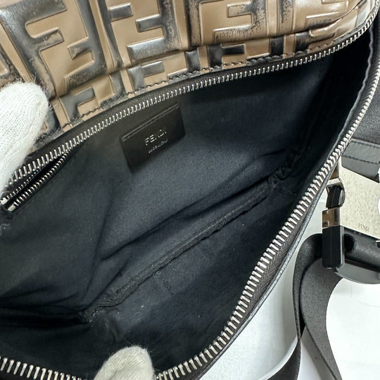 FENDI Sling bag 7VA434 leather Brown Bag Cross Sling Bag Shoulder Bag Zucca mens Used Authentic