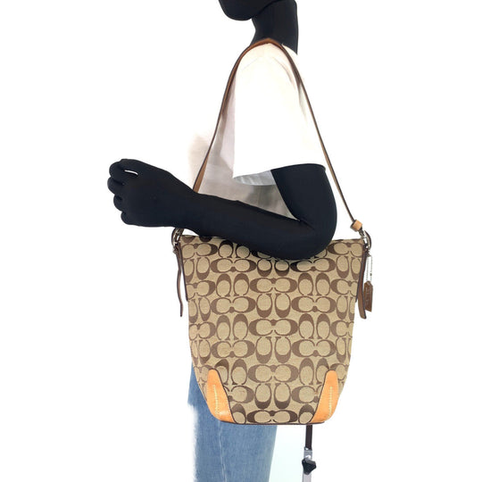 COACH Shoulder Bag canvas beige Signature