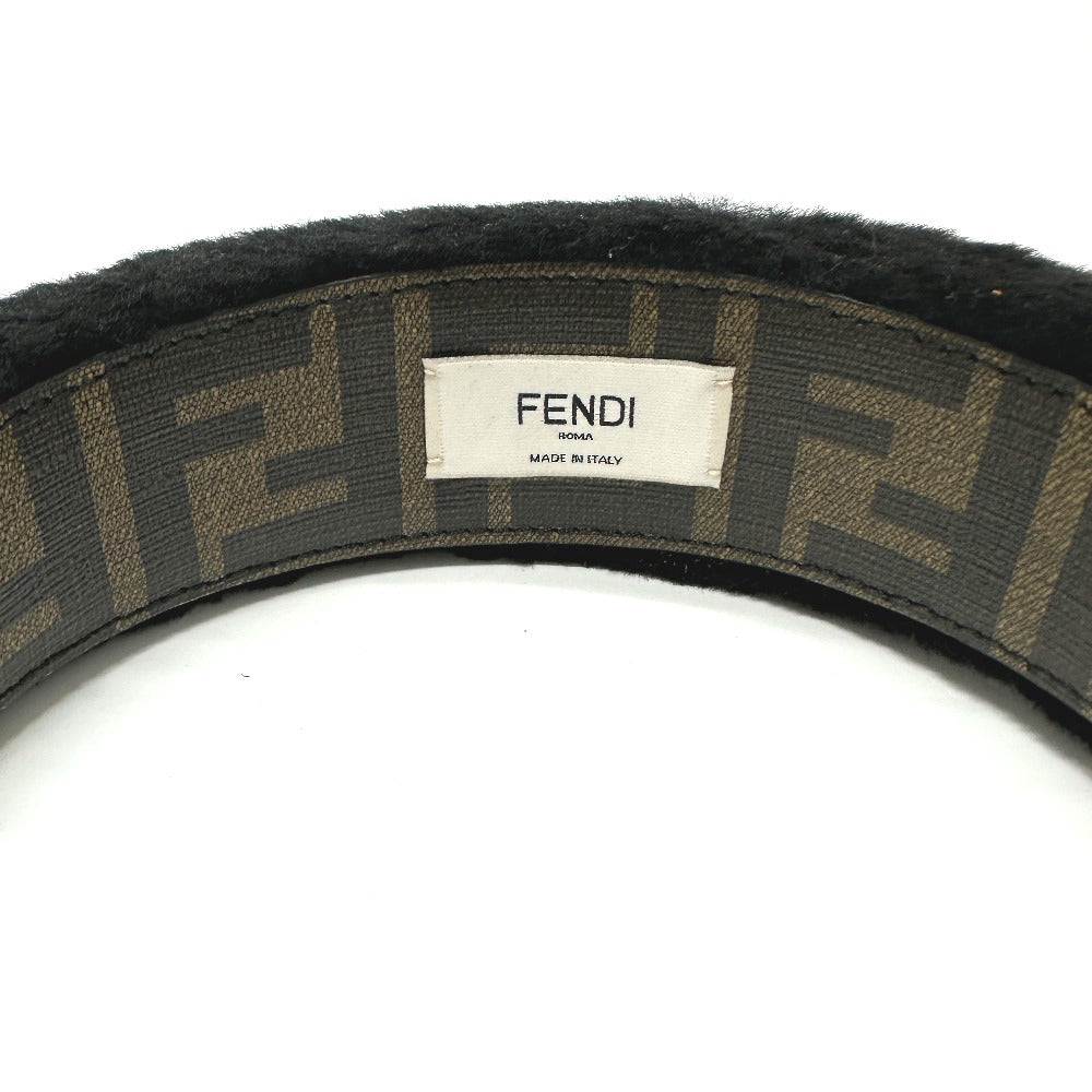 FENDI hair accessory fur black Hair band head band boa zucca Women Used Authentic