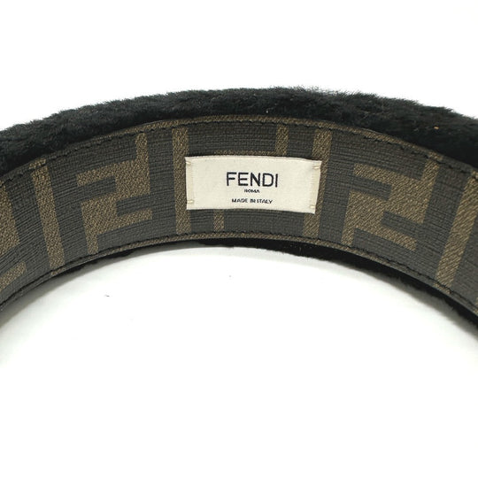 FENDI hair accessory fur black Hair band head band boa zucca Women Used Authentic