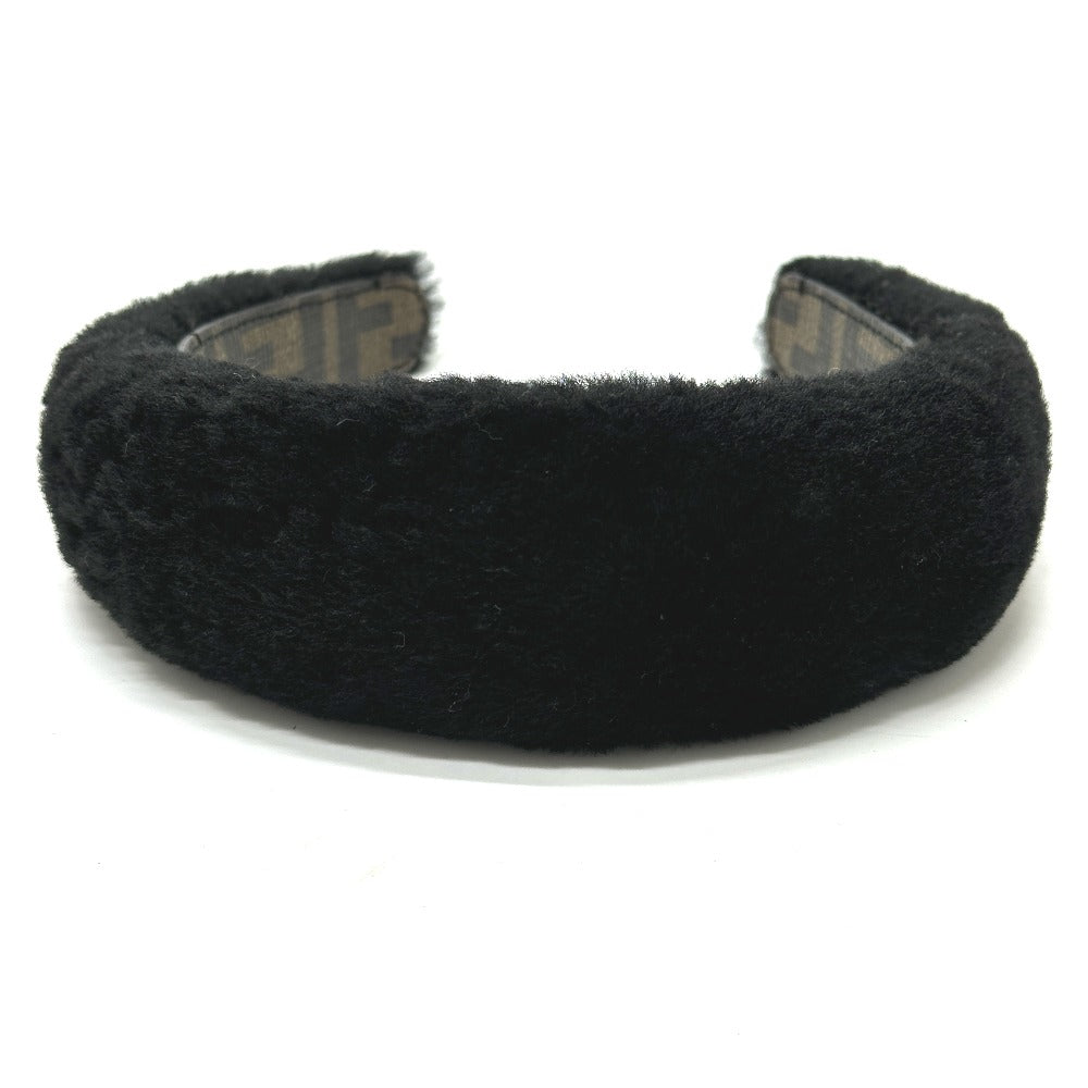 FENDI hair accessory fur black Hair band head band boa zucca Women Used Authentic