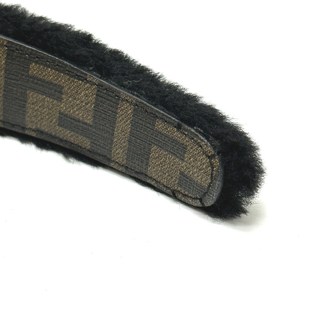 FENDI hair accessory fur black Hair band head band boa zucca Women Used Authentic