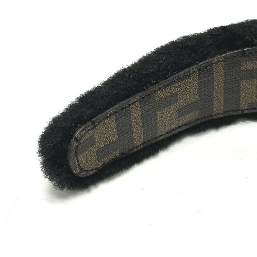 FENDI hair accessory fur black Hair band head band boa zucca Women Used Authentic