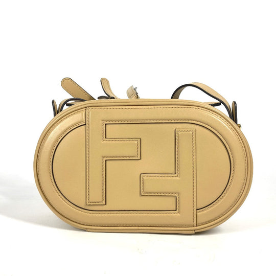 FENDI Shoulder Bag 8BS058 leather beige Pochette Crossbody Camera Case Small Olock Women Used Authentic