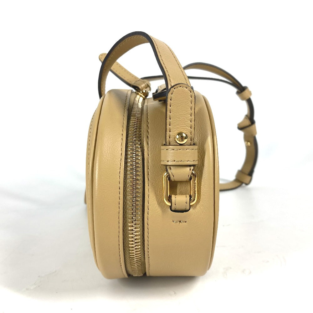 FENDI Shoulder Bag 8BS058 leather beige Pochette Crossbody Camera Case Small Olock Women Used Authentic