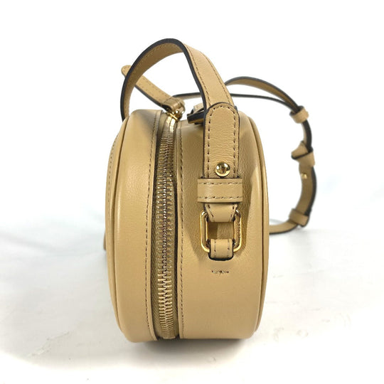 FENDI Shoulder Bag 8BS058 leather beige Pochette Crossbody Camera Case Small Olock Women Used Authentic