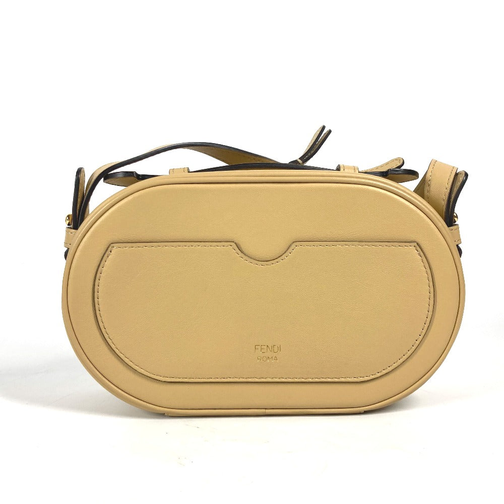 FENDI Shoulder Bag 8BS058 leather beige Pochette Crossbody Camera Case Small Olock Women Used Authentic