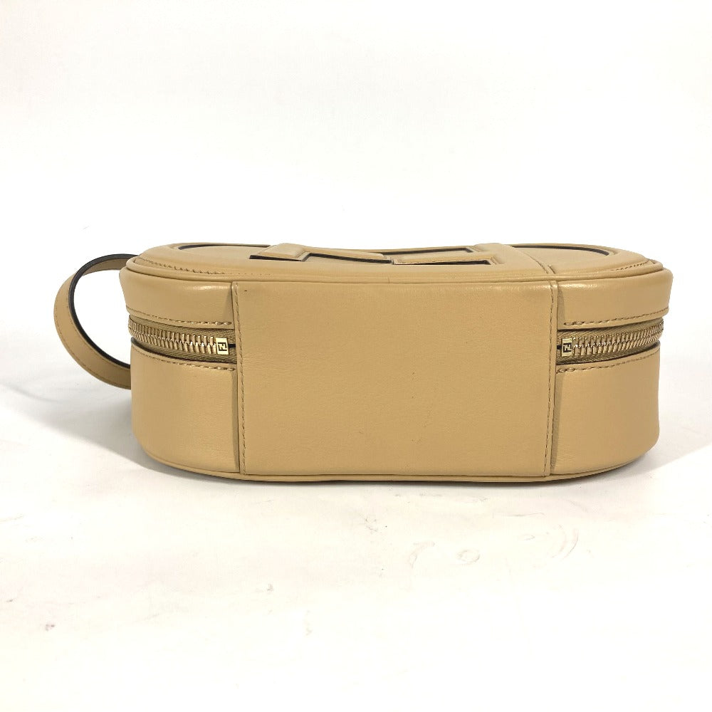 FENDI Shoulder Bag 8BS058 leather beige Pochette Crossbody Camera Case Small Olock Women Used Authentic