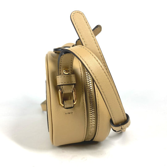 FENDI Shoulder Bag 8BS058 leather beige Pochette Crossbody Camera Case Small Olock Women Used Authentic