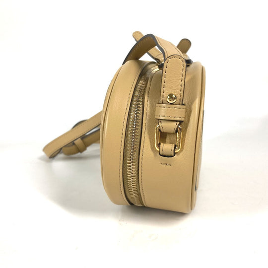 FENDI Shoulder Bag 8BS058 leather beige Pochette Crossbody Camera Case Small Olock Women Used Authentic