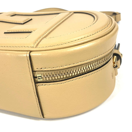 FENDI Shoulder Bag 8BS058 leather beige Pochette Crossbody Camera Case Small Olock Women Used Authentic