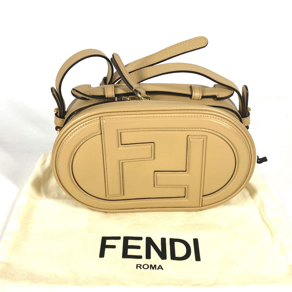 FENDI Shoulder Bag 8BS058 leather beige Pochette Crossbody Camera Case Small Olock Women Used Authentic
