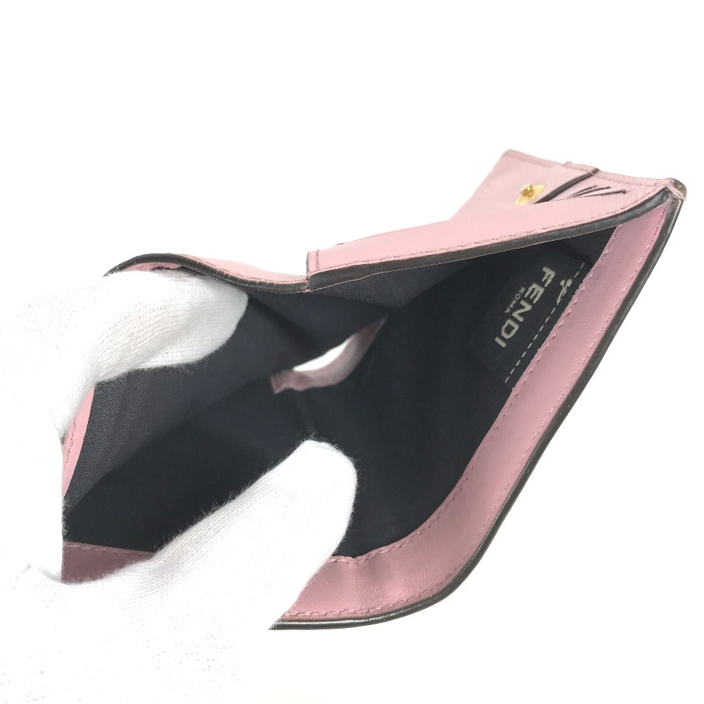 FENDI Folded wallet 8M0447 leather pink logo Women Used Authentic