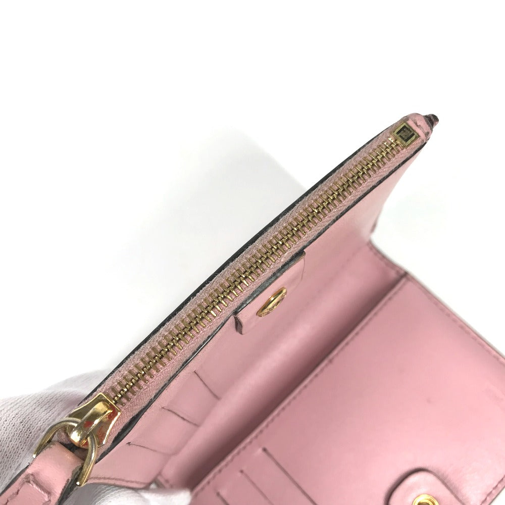 FENDI Folded wallet 8M0447 leather pink logo Women Used Authentic