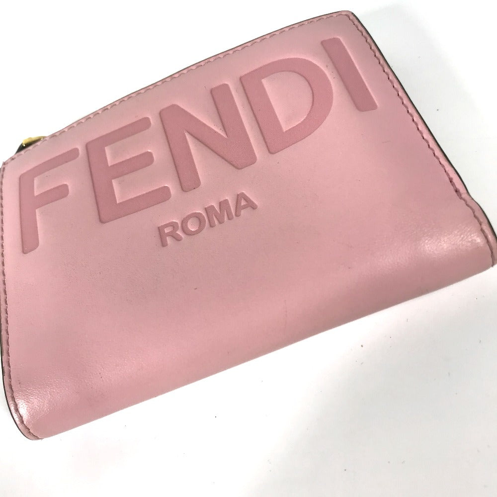 FENDI Folded wallet 8M0447 leather pink logo Women Used Authentic