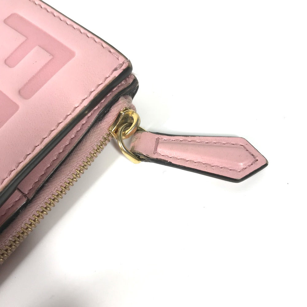 FENDI Folded wallet 8M0447 leather pink logo Women Used Authentic