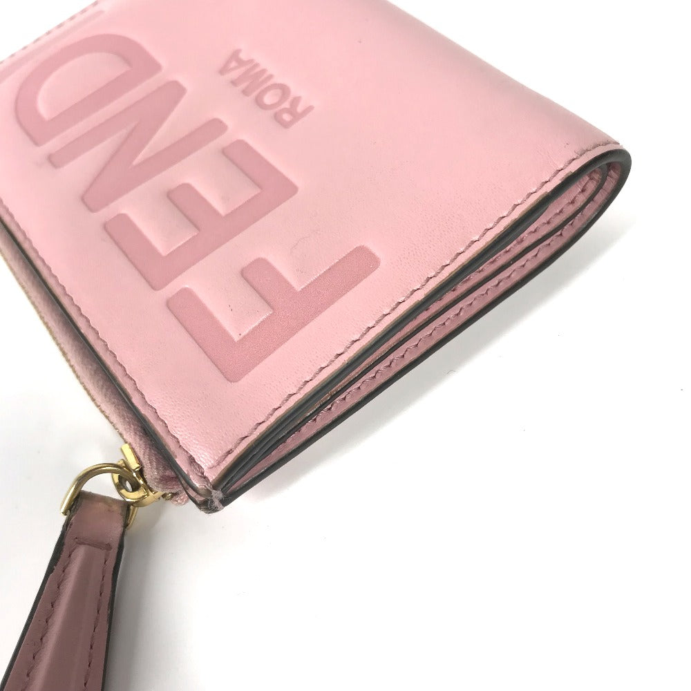 FENDI Folded wallet 8M0447 leather pink logo Women Used Authentic