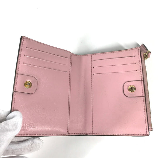 FENDI Folded wallet 8M0447 leather pink logo Women Used Authentic