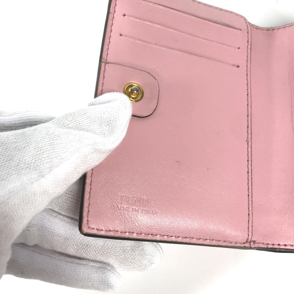 FENDI Folded wallet 8M0447 leather pink logo Women Used Authentic