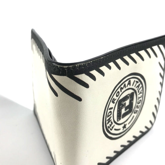 FENDI Folded wallet 7M0169 leather white Compact wallet Joshua Vides Collaboration mens Used Authentic