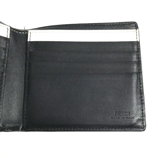 FENDI Folded wallet 7M0169 leather white Compact wallet Joshua Vides Collaboration mens Used Authentic