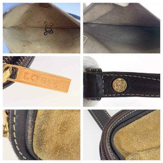 LOEWE Shoulder Bag Suede, Leather Brown Crossbody Shoulder Bag Pochette Camera Bag anagram Women Used Authentic