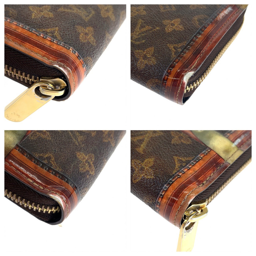 LOUIS VUITTON Long Wallet Purse M52746 Monogram canvas Brown Gold Metal Long Wallet Purse Zip Around monogram trunk time Zippy wallet Women Used Authentic