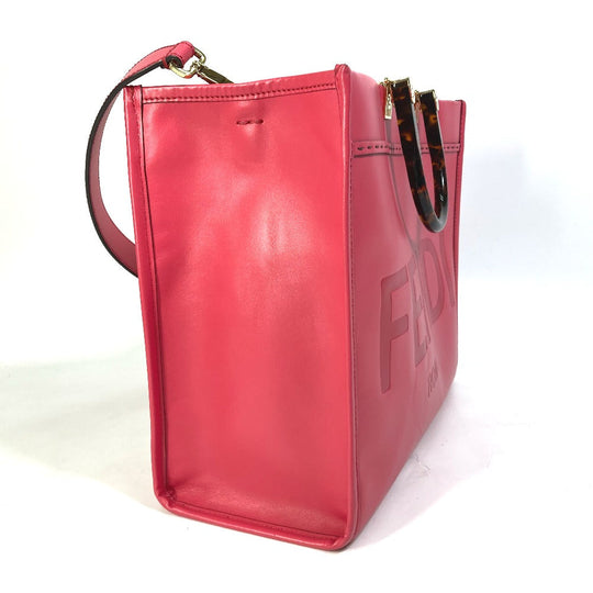 FENDI Tote Bag 8BH386 leather pink Shoulder Bag Sunshine shopper