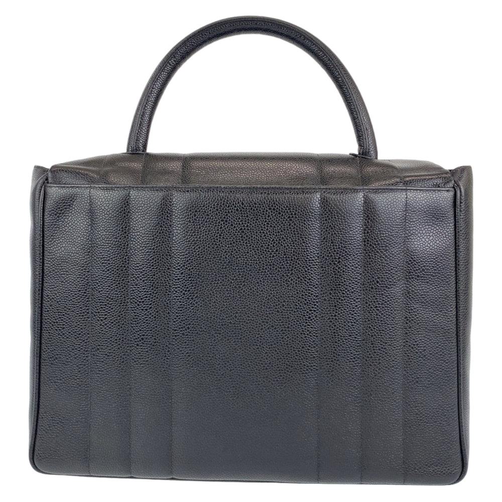 CHANEL Handbag Caviar skin Black GoldMetal Top handle handbag COCO Mark Turnlock Mademoiselle Women Used Authentic