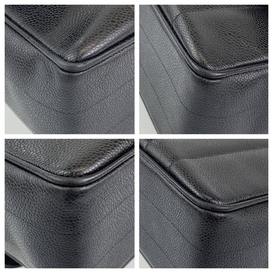 CHANEL Handbag Caviar skin Black GoldMetal Top handle handbag COCO Mark Turnlock Mademoiselle Women Used Authentic