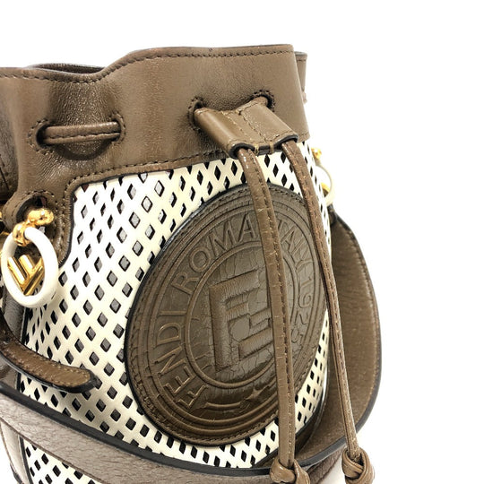 FENDI Shoulder Bag 8BS010 leather Brown FF Logo Mini Mon Tresor Women Used Authentic