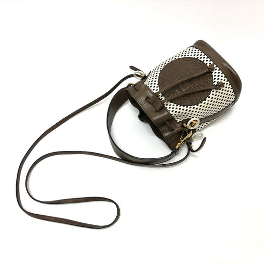FENDI Shoulder Bag 8BS010 leather Brown FF Logo Mini Mon Tresor Women Used Authentic