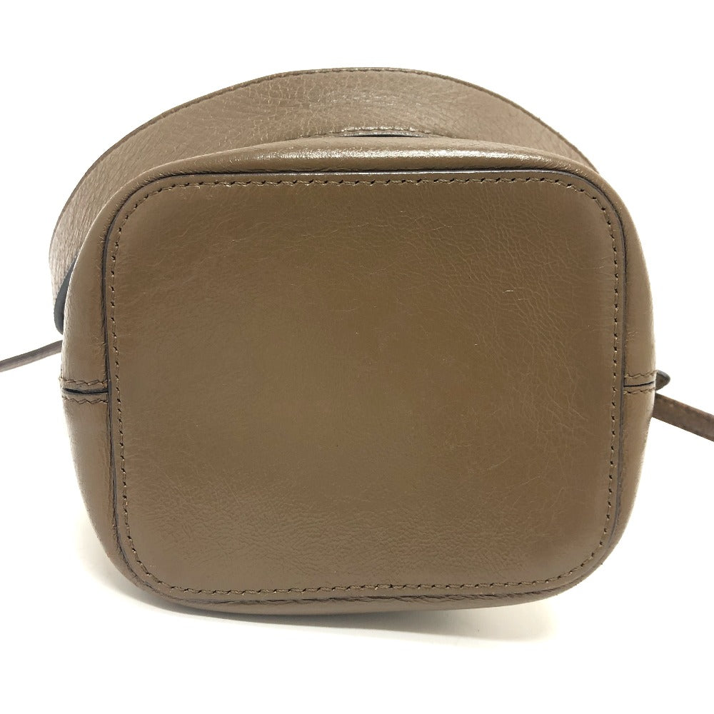 FENDI Shoulder Bag 8BS010 leather Brown FF Logo Mini Mon Tresor Women Used Authentic