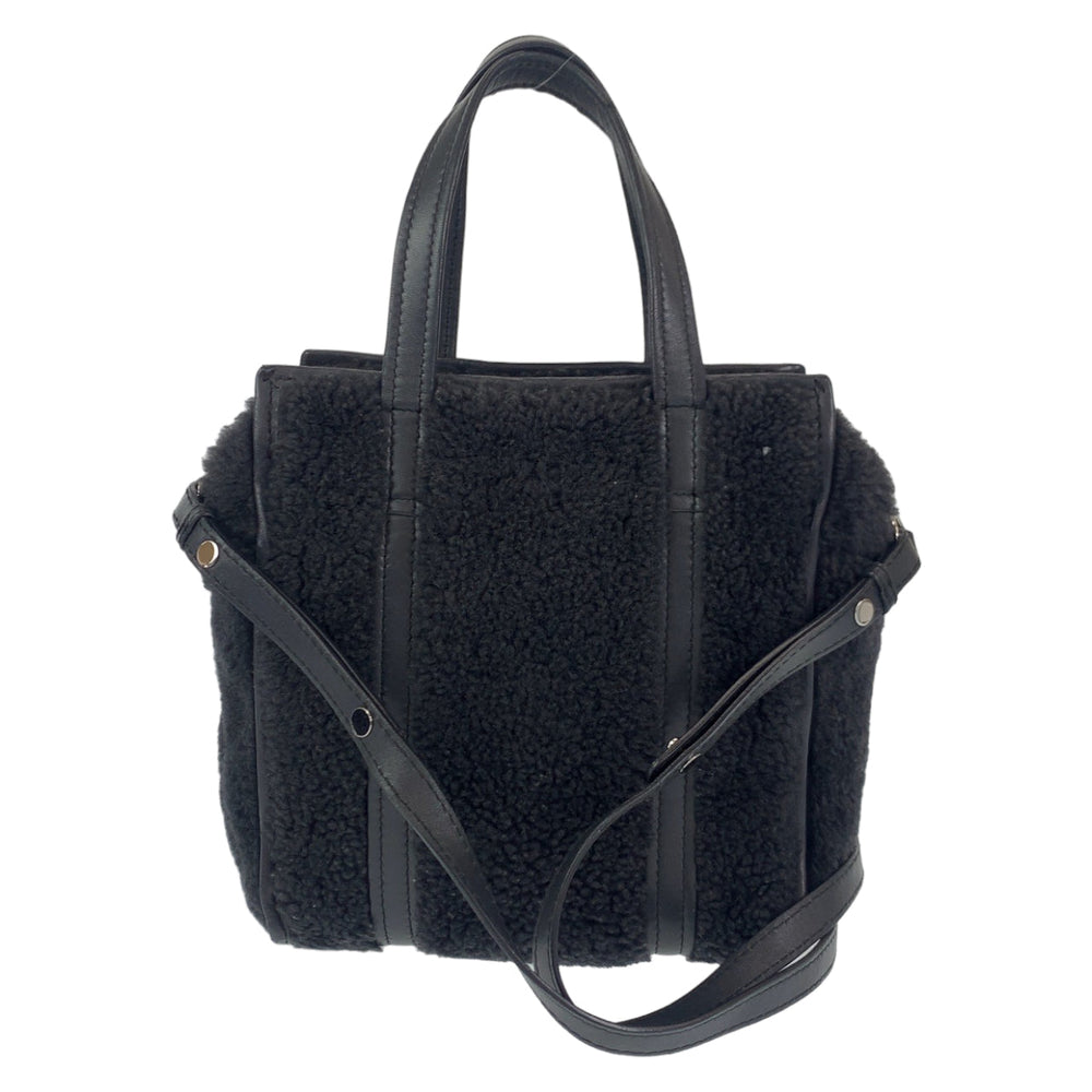 BALENCIAGA Tote Bag 452458 Leather, Mouton Black Silver Metal 2way Tote Bag Handbag Shoulder Bag Unisex Bazaar shopper Women Used Authentic