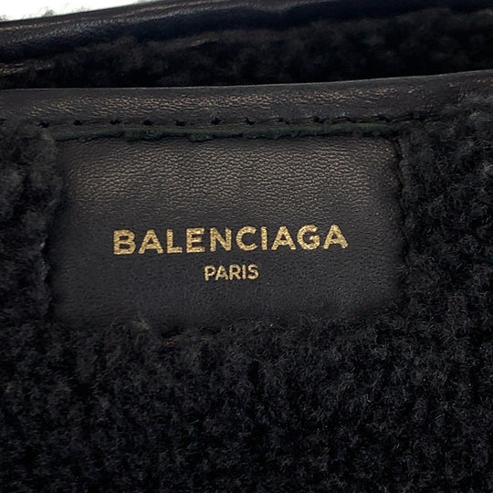 BALENCIAGA Tote Bag 452458 Leather, Mouton Black Silver Metal 2way Tote Bag Handbag Shoulder Bag Unisex Bazaar shopper Women Used Authentic