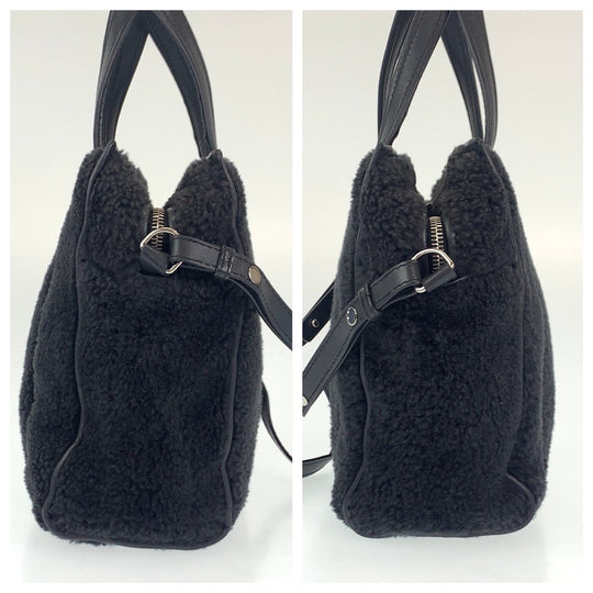 BALENCIAGA Tote Bag 452458 Leather, Mouton Black Silver Metal 2way Tote Bag Handbag Shoulder Bag Unisex Bazaar shopper Women Used Authentic