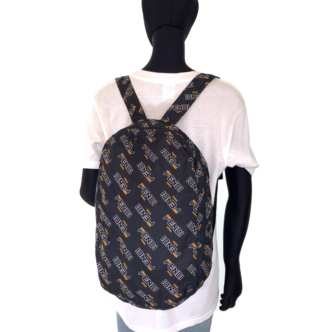 FENDI Backpack Nylon Black black Backpack Backpack Eco Bag Phila Collaboration Foldable Women Used Authentic