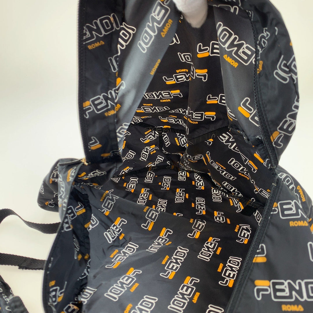 FENDI Backpack Nylon Black black Backpack Backpack Eco Bag Phila Collaboration Foldable Women Used Authentic